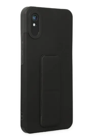 Newface Xiaomi Redmi 9A Kılıf Mega Standlı Silikon - Siyah resmi