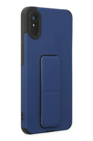 Newface Xiaomi Redmi 9A Kılıf Mega Standlı Silikon - Mavi resmi
