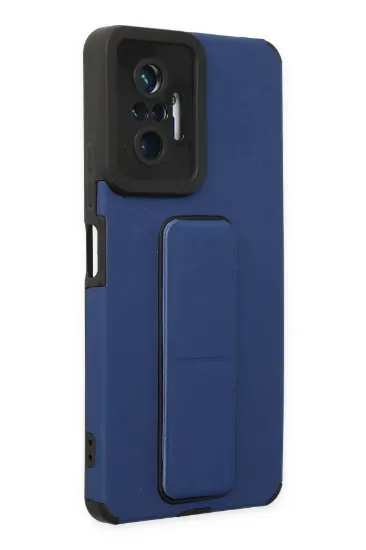 Newface Xiaomi Redmi Note 10 Pro Kılıf Mega Standlı Silikon - Mavi resmi