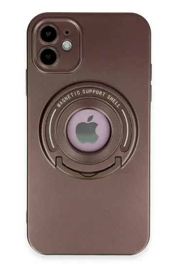Newface iPhone 12 Kılıf Lukka Magneticsafe Kapak - Kahverengi resmi