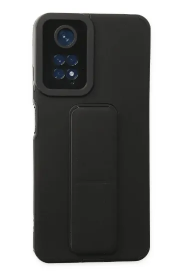 Newface Xiaomi Redmi Note 11 Kılıf Mega Standlı Silikon - Siyah resmi