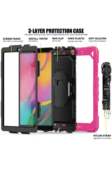 Newface Samsung Galaxy T510 Tab A 10.1 Kılıf Pars Tablet Kapak - Pembe resmi