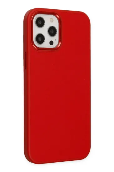Newface iPhone 12 Pro Max Kılıf Asya Deri Silikon - Kırmızı resmi
