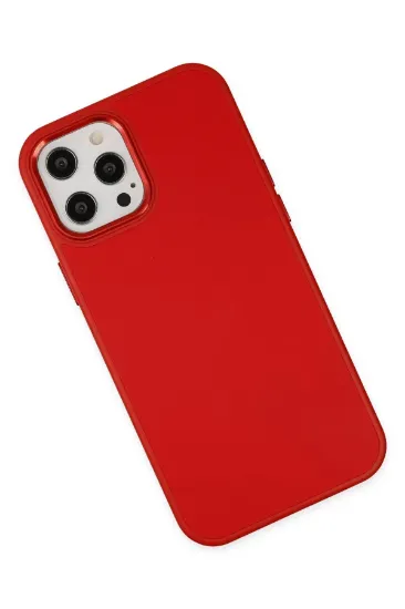 Newface iPhone 12 Pro Max Kılıf Asya Deri Silikon - Kırmızı resmi