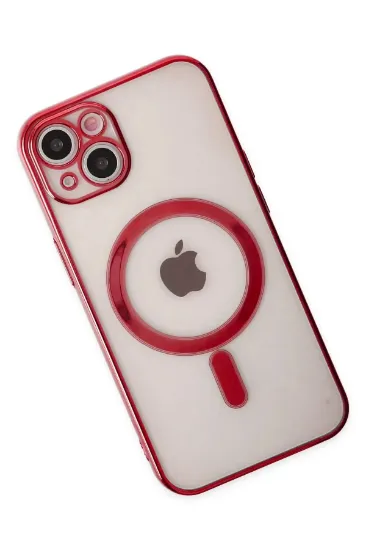 Newface iPhone 14 Plus Kılıf Magneticsafe Lazer Silikon - Kırmızı resmi