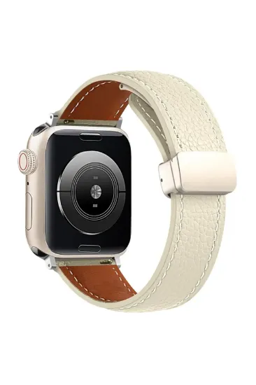 Newface Apple Watch 42mm KR414 Daks Deri Kordon - Beyaz resmi
