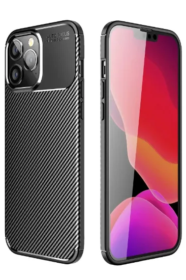 Newface iPhone 14 Pro Kılıf Auto Focus Karbon Kapak - Siyah resmi