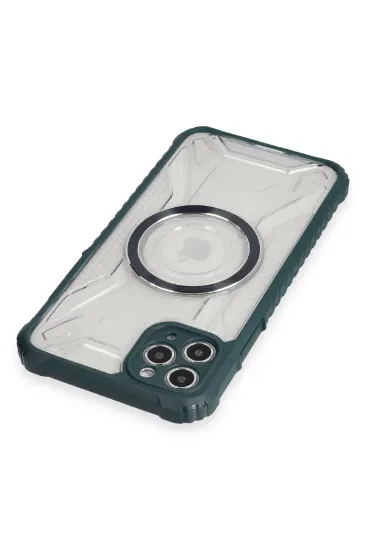 Newface iPhone 11 Pro Max Kılıf Prag Magneticsafe Kapak - Koyu Yeşil resmi