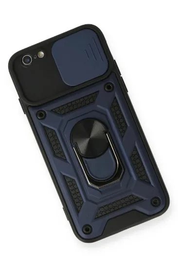 Newface iPhone 6 Kılıf Pars Lens Yüzüklü Silikon - Lacivert resmi