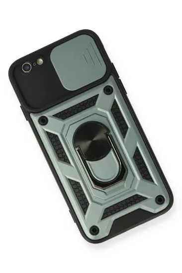 Newface iPhone 6 Kılıf Pars Lens Yüzüklü Silikon - Yeşil resmi
