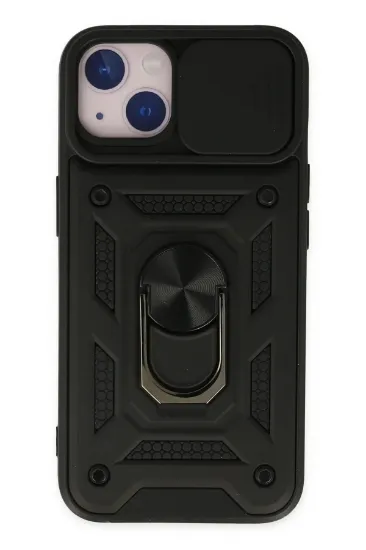 Newface iPhone 14 Kılıf Pars Lens Yüzüklü Silikon - Siyah resmi