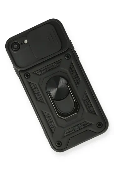 Newface iPhone 7 Kılıf Pars Lens Yüzüklü Silikon - Siyah resmi