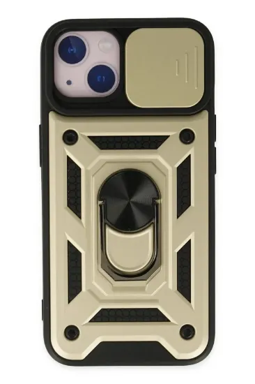 Newface iPhone 14 Kılıf Pars Lens Yüzüklü Silikon - Gold resmi