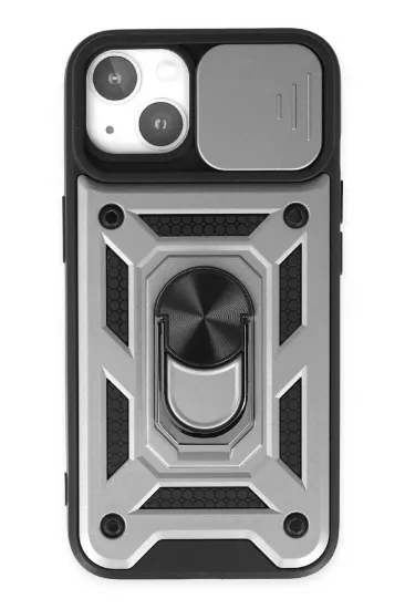 Newface iPhone 14 Kılıf Pars Lens Yüzüklü Silikon - Gümüş resmi