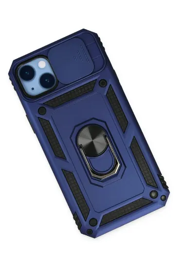 Newface iPhone 14 Plus Kılıf Pars Lens Yüzüklü Silikon - Lacivert resmi