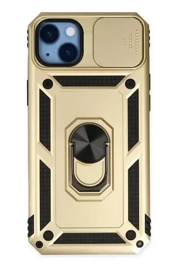 Newface iPhone 14 Plus Kılıf Pars Lens Yüzüklü Silikon - Gold resmi
