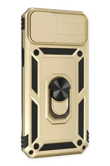 Newface iPhone 14 Plus Kılıf Pars Lens Yüzüklü Silikon - Gold resmi