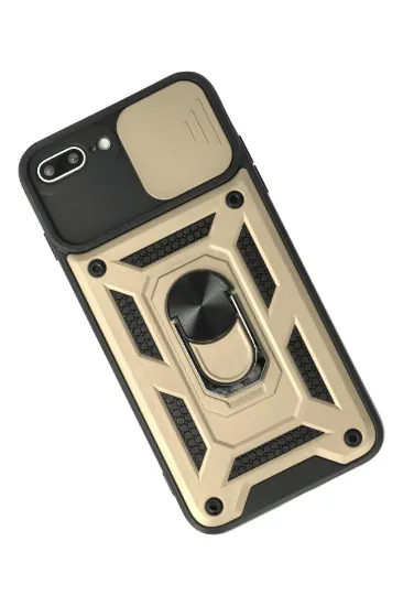 Newface iPhone 7 Plus Kılıf Pars Lens Yüzüklü Silikon - Gold resmi