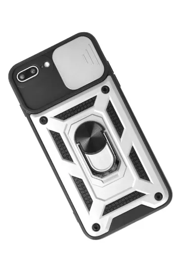 Newface iPhone 7 Plus Kılıf Pars Lens Yüzüklü Silikon - Gümüş resmi