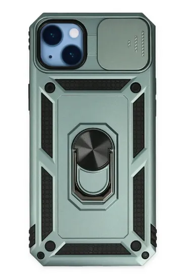 Newface iPhone 14 Plus Kılıf Pars Lens Yüzüklü Silikon - Yeşil resmi