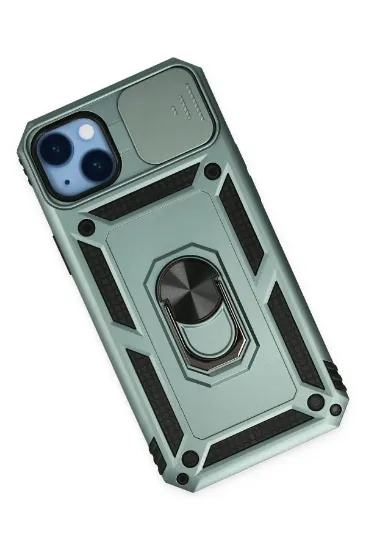 Newface iPhone 14 Plus Kılıf Pars Lens Yüzüklü Silikon - Yeşil resmi