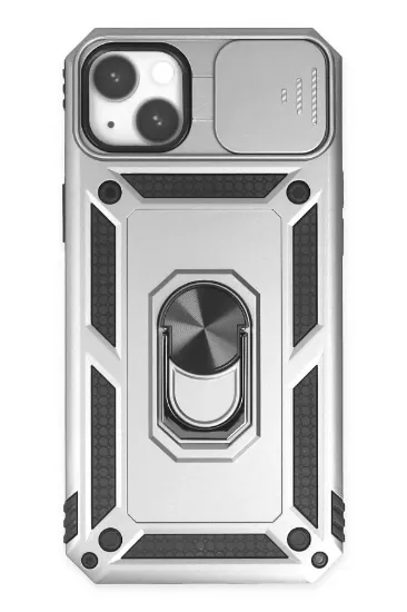 Newface iPhone 14 Plus Kılıf Pars Lens Yüzüklü Silikon - Gümüş resmi