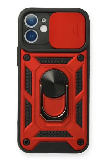 Newface iPhone 11 Kılıf Pars Lens Yüzüklü Silikon - Kırmızı resmi
