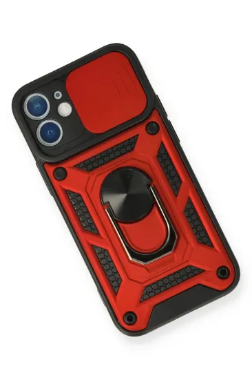 Newface iPhone 11 Kılıf Pars Lens Yüzüklü Silikon - Kırmızı resmi