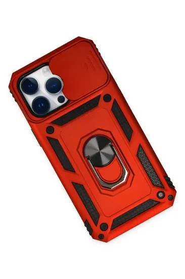 Newface iPhone 14 Pro Kılıf Pars Lens Yüzüklü Silikon - Kırmızı resmi