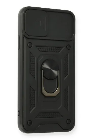 Newface iPhone 11 Pro Max Kılıf Pars Lens Yüzüklü Silikon - Siyah resmi