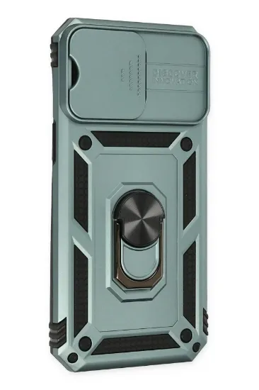 Newface iPhone 14 Pro Max Kılıf Pars Lens Yüzüklü Silikon - Yeşil resmi