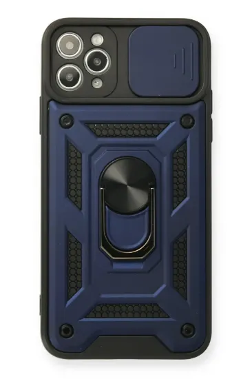 Newface iPhone 11 Pro Max Kılıf Pars Lens Yüzüklü Silikon - Lacivert resmi