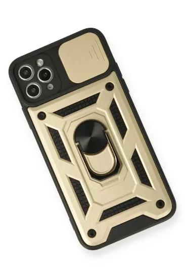 Newface iPhone 11 Pro Max Kılıf Pars Lens Yüzüklü Silikon - Gold resmi