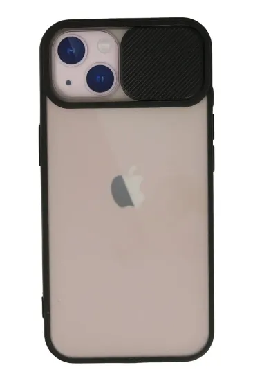 Newface iPhone 13 Kılıf Palm Buzlu Kamera Sürgülü Silikon - Siyah resmi