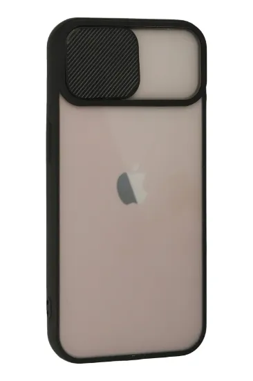 Newface iPhone 13 Kılıf Palm Buzlu Kamera Sürgülü Silikon - Siyah resmi