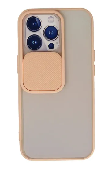 Newface iPhone 13 Pro Kılıf Palm Buzlu Kamera Sürgülü Silikon - Pembe resmi