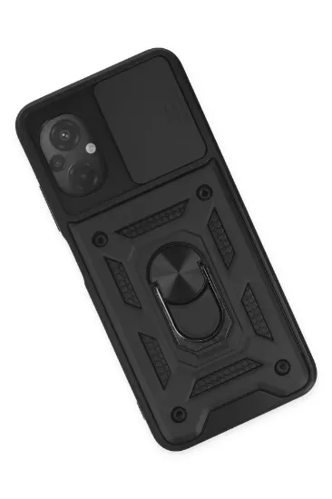 Newface Xiaomi Poco M5 Kılıf Pars Lens Yüzüklü Silikon - Siyah resmi
