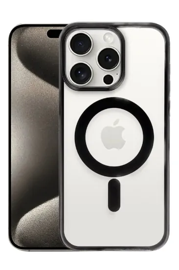 Newface iPhone 15 Pro Max Kılıf Erozi Magsafe Kapak - Siyah resmi