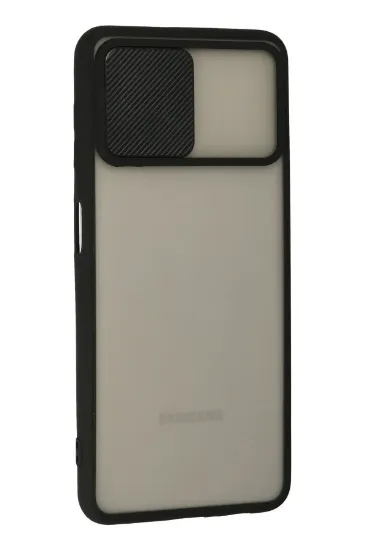 Newface Samsung Galaxy A22 Kılıf Palm Buzlu Kamera Sürgülü Silikon - Siyah resmi