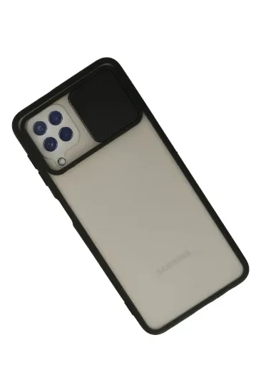 Newface Samsung Galaxy A22 Kılıf Palm Buzlu Kamera Sürgülü Silikon - Siyah resmi
