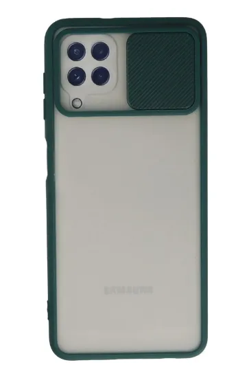 Newface Samsung Galaxy A22 Kılıf Palm Buzlu Kamera Sürgülü Silikon - Yeşil resmi