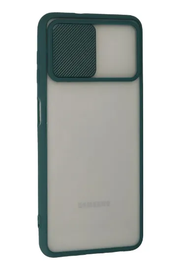 Newface Samsung Galaxy A22 Kılıf Palm Buzlu Kamera Sürgülü Silikon - Yeşil resmi