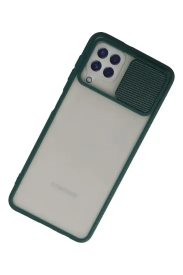 Newface Samsung Galaxy A22 Kılıf Palm Buzlu Kamera Sürgülü Silikon - Yeşil resmi