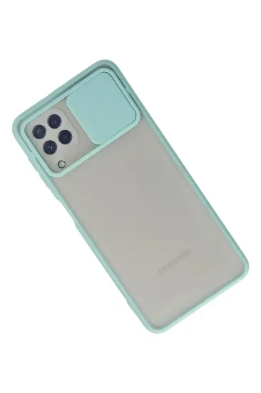 Newface Samsung Galaxy A22 Kılıf Palm Buzlu Kamera Sürgülü Silikon - Turkuaz resmi