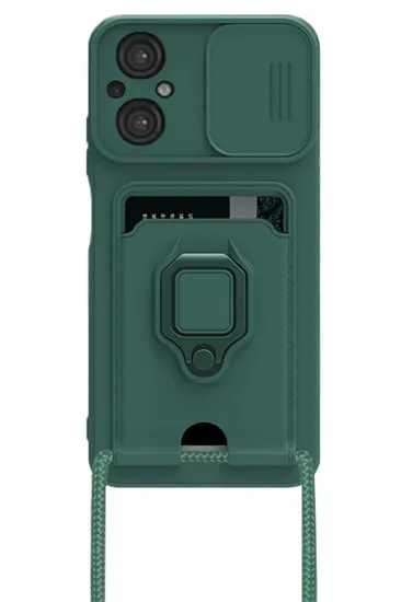 Newface Xiaomi Poco M5 Kılıf Zuma Kartvizitli Yüzüklü Silikon - Yeşil resmi