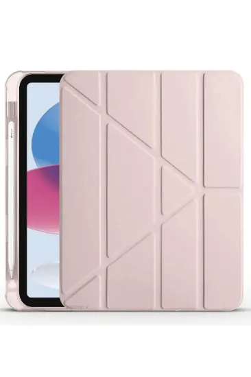 Newface iPad 2022 10.9 (10.nesil) Kılıf Kalemlikli Mars Tablet Kılıfı - Rose Gold resmi