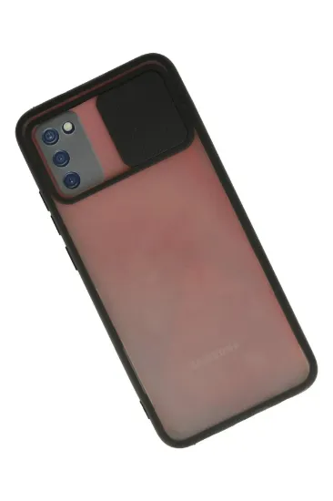 Newface Samsung Galaxy A03S Kılıf Palm Buzlu Kamera Sürgülü Silikon - Siyah resmi