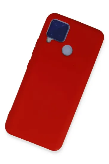 Newface Realme C15 Kılıf Nano içi Kadife Silikon - Kırmızı resmi