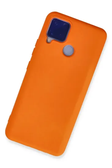 Newface Realme C15 Kılıf Nano içi Kadife Silikon - Turuncu resmi