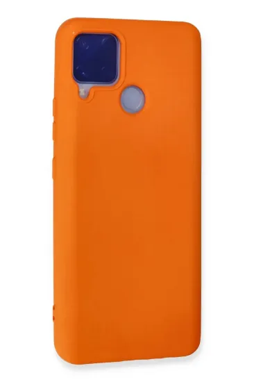 Newface Realme C15 Kılıf Nano içi Kadife Silikon - Turuncu resmi